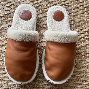 Chloe Woody Shearling Mule